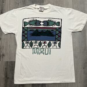VTG Maui Hawaii White Hawaiian Surf Fish Oceanic Islands Travel T Shirt